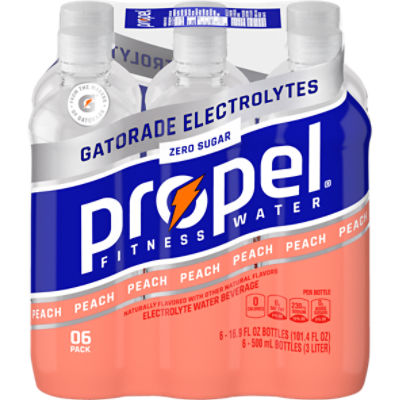 Propel Zero Sugar Electrolyte Water Beverage, Peach, 16.9 Fl Oz, 6 Count