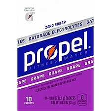 Propel Zero Sugar Electrolyte Water Beverage Mix, Grape Naturally Flavored, 0.08 Oz, 10 Count