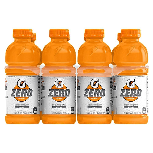 Gatorade Zero Orange Zero Sugar Thirst Quencher Sports Drink, 20 fl oz, 8 count