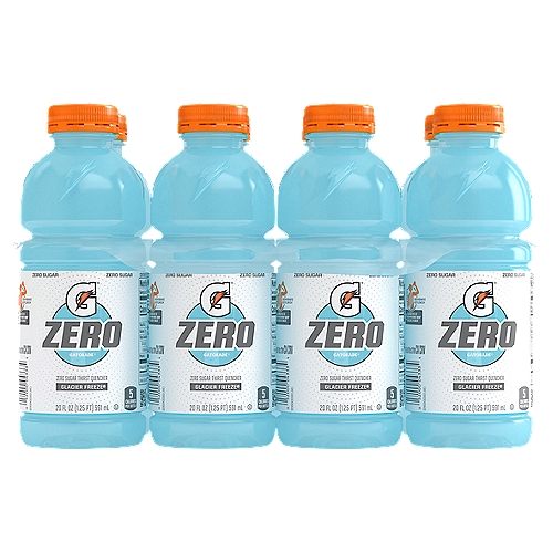 Gatorade Zero Glacier Freeze Zero Sugar Thirst Quencher Sports Drink, 20 fl oz, 8 count
