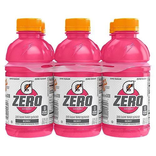 Gatorade Zero Berry Zero Sugar Thirst Quencher Sports Drink, 12 fl oz, 6 count