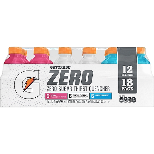 Gatorade Zero Zero Sugar Thirst Quencher, Variety, 12 Fl Oz, 18 Count