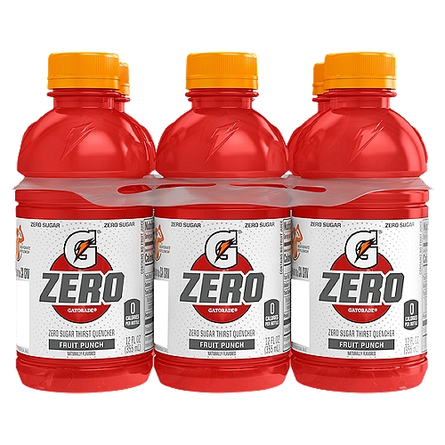 Gatorade Zero Fruit Punch Zero Sugar Thirst Quencher Sports Drink, 12 fl oz, 6 count