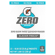 Gatorade Zero Sugar Thirst Quencher Powder Glacier Freeze 0.10 Oz 10 Count, 1.08 Ounce