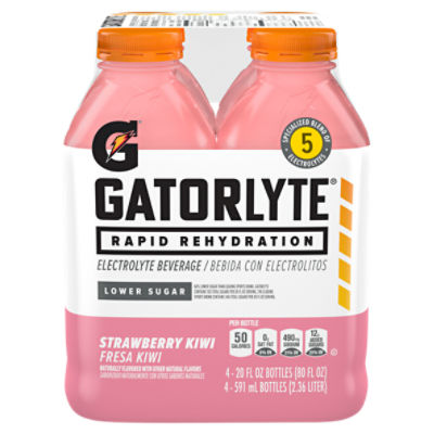 Gatorade Gatorlyte Electrolyte Beverage Strawberry Kiwi 20 Fl Oz, 4 Count