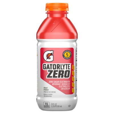 Gatorade Gatorlyte Zero Sugar Electrolyte Beverage, Fruit Punch Naturally Flavored, 20 Fl Oz