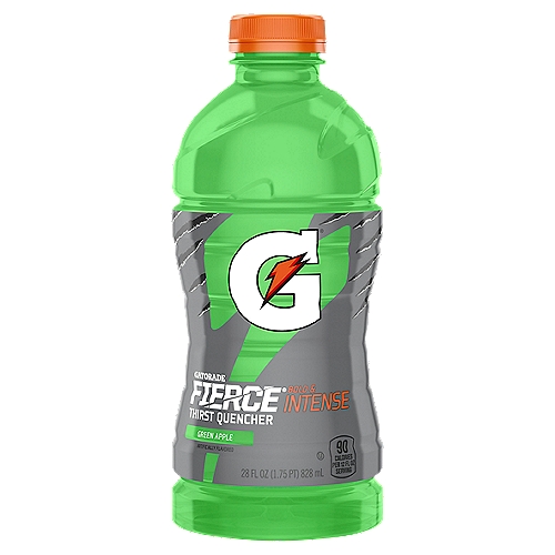 Gatorade Fierce Thirst Quencher Green Apple 28 Fl Oz
With a legacy over 40 years in the making, it's the most scientifically researched and game-tested way to replace electrolytes lost in sweat.  Gatorade Fierce has a bold, intense flavor that replenishes better than water, which is why it's trusted by some of the world's best athletes.