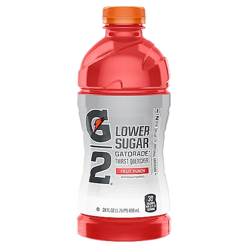 Gatorade G2 Lower Sugar Fruit Punch Thirst Quencher, 28 fl oz
Our lightest way to help replace what you sweat out. G2 hydrates with the same electrolyte formula of Gatorade Thirst Quencher, but has less than half the carbs and calories of the Original G.
