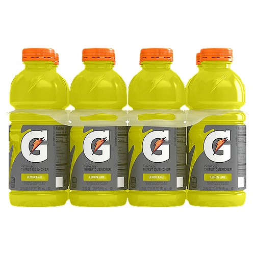 Gatorade Lemon Lime Thirst Quencher, 6 count, 20 fl oz
When you sweat, you lose more than water. You also lose critical electrolytes, like sodium and potassium, which help regulate fluid level balance throughout the body. Muscles rely on fluid and fuel to thrive on the field. Gatorade Thirst Quencher's carb-to-fluid ratio is tailor-made for efficiency, rehydrating rapidly and feeding muscles with their preferred fuel, carbs, for a one-two punch that water can't match.