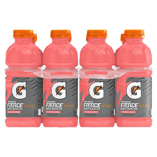 Gatorade Fierce Bold & Intense Fruit Punch + Berry Thirst Quencher Sports Drink, 20 fl oz, 8 count