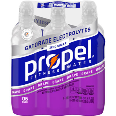 Propel Zero Sugar Electrolyte Water Beverage, Grape, 16.9 Fl Oz, 6 Count