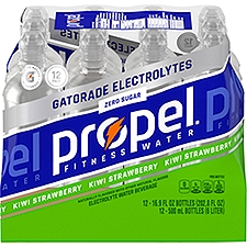 Propel Zero Sugar Electrolyte Water Beverage, Kiwi Strawberry, 16.9 Fl Oz, 12 Count, 202.8 Fluid ounce