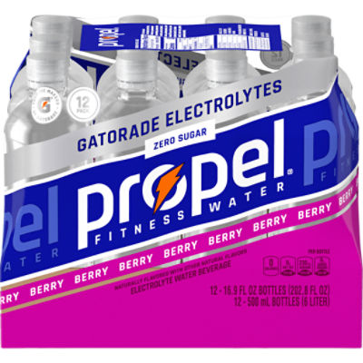 Propel Zero Sugar Electrolyte Water Beverage, Berry Naturally Flavored, 16.9 Fl Oz, 12 Count, Bottle