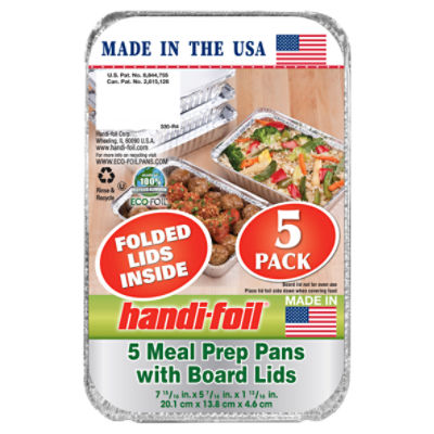 HANDI FOIL MEAL PREP PANS WITH BOARD LIDS 5CT