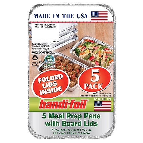 HANDI FOIL MEAL PREP PANS WITH BOARD LIDS 5CT