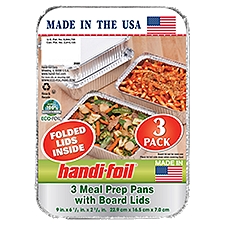 HANDI FOIL MEAL PREP PANS WITH BOARD LIDS 3CT