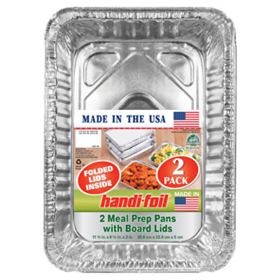 HANDI FOIL MEAL PREP PANS WITH BOARD LIDS 2CT