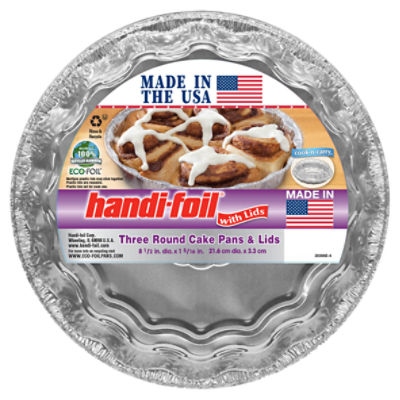 HANDI FOIL ROUND CAKE PANS & LIDS 3CT Fairway