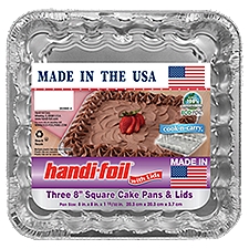 Handi-Foil 8'', Square Cake Pans & Lids, 3 Each