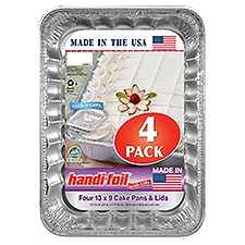 Handi-Foil Cake Pans & Lids, 13 x 9, 4 Each