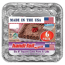 HANDI FOIL 8'' SQUARE CAKE PANS & LIDS 6CT
