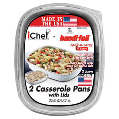 HANDI FOIL ICHEF CASSEROLE PANS WITH LIDS 2CT