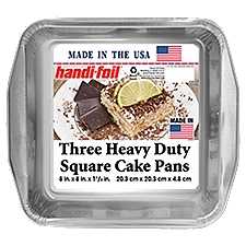 HANDI FOIL HEAVY DUTY 8'' SQUARE CAKE PANS 3CT