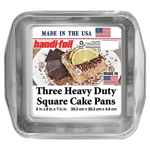 HANDI FOIL HEAVY DUTY 8'' SQUARE CAKE PANS 3CT