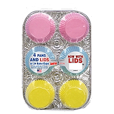 HANDI FOIL MUFFIN PANS &WITH LIDS & BAKE CUPS 4 PANS W/24 BAKE CUPS