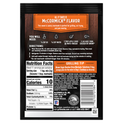 McCormick Grill Mates Brown Sugar Bourbon Marinade Mix, 1.25 oz