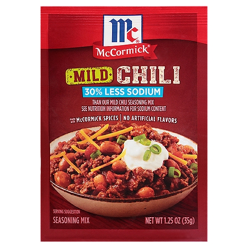 McCormick Chili Seasoning Mix - Mild 30% Less Sodium, 1.25 oz