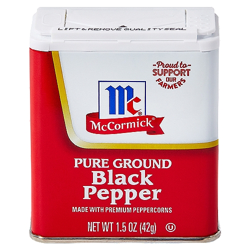 You can't go wrong with McCormick Pure Ground Black Pepper. This pantry staple adds bold flavor to any culinary creation. Features an intense woody-piney flavor and consistent granulation that is hot and biting to the taste.