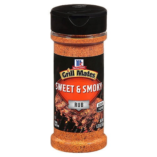 AmericaÃ centsâ‚¬â„ centss #1 grilling seasoning, infused with real McCormick ingredients like garlic, chipotle, paprika and cinnamon, our classic Grill Mates Sweet & Smoky Rub is exactly that -- sweet and smoky. A griller favorite, it helps you take pork, chicken, beef and seafood to big, bold flavor proportions.