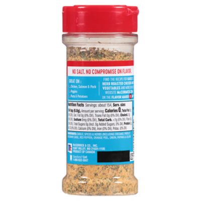 McCormick Salt Free Garlic and Herb Seasoning, 4.37 oz