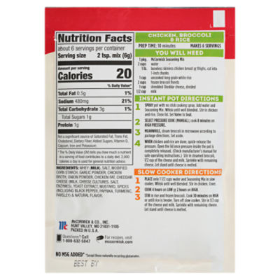 Save on McCormick Instant Pot Seasoning Mix Packet Lemon Garlic Chicken  Packet Order Online Delivery