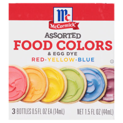 McCormick Assorted Food Colors & Egg Dye, 0.5 fl oz, 3 count, 1.5 Fluid ounce