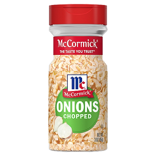 McCormick Chopped Onions, 3 oz
Our Chopped Onions bring sharp, toasty flavor to recipes. Try 2 tbsp. in place of ½ cup chopped fresh onions.