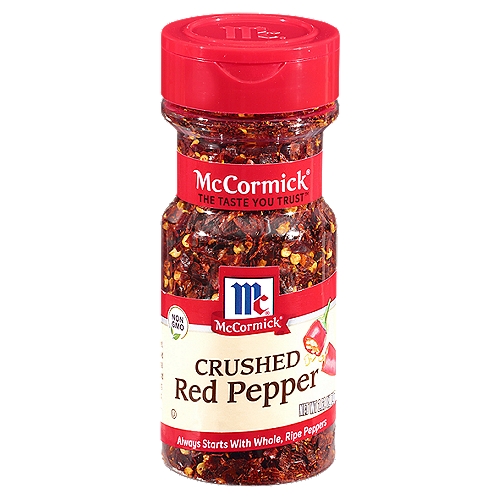 McCormick Crushed Red Pepper, 2.62 oz
Our Crushed Red Pepper is blended from the optimal levels of seeds and pods, delivering bold flavor and balanced heat.
