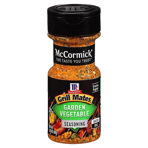 McCormick Grill Mates Garden Vegetable Seasoning, 3.12 oz
Get ready for epic flame and flavor! Shake on this bold blend of garlic, onion and black pepper for juicy burgers and mouth watering vegetables. McCormick Grill Mates Steakhouse Onion Burger with Garlic Seasoning beefs up boring burgers and adds serious flavor to steaks, potatoes and veggies. *Except those naturally occurring glutamates.