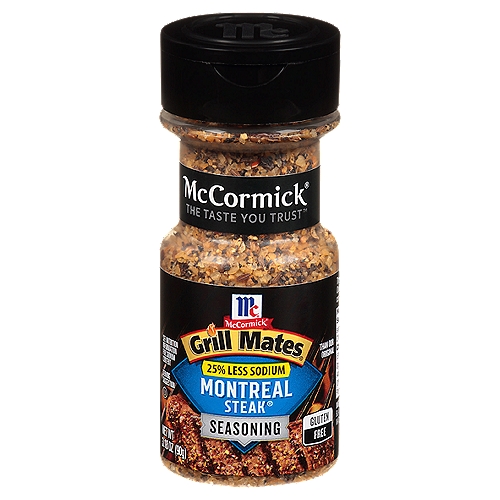 McCormick Grill Mates 25% Less Sodium Montreal Steak Seasoning, 3.18 oz