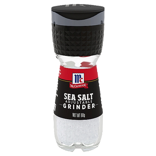 The salt crystals in McCormick Sea Salt Grinder are naturally harvested from the French Mediterranean. The adjustable grinder conveniently offers a coarser grind for seasoning meats or a finer grind for dishes like pasta or eggs.
