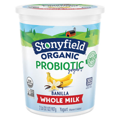 Stonyfield Organic Whole Milk Probiotic Yogurt, Banilla, 32 oz.