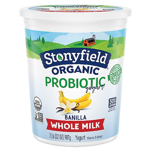 Stonyfield Organic Whole Milk Probiotic Yogurt, Banilla, 32 oz.