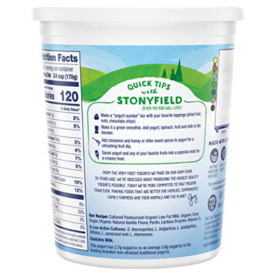 Stonyfield Organic Lowfat Yogurt, Vanilla, 32 oz. - Fairway