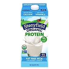 Stonyfield Organic, Organic Fat Free Milk, Ultra Pasteurized, 64 oz, 0.5 Gallon