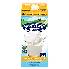 Stonyfield Organic Reduced Fat 2% Ultra Pasteurized, Milk, 0.5 Gallon