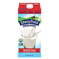 Stonyfield Organic Ultra Pasteurized, Whole Milk, 0.5 Gallon