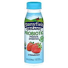 Stonyfield Organic Lowfat Yogurt Protein Smoothie, Probiotic Strawberry, 10 Fluid ounce