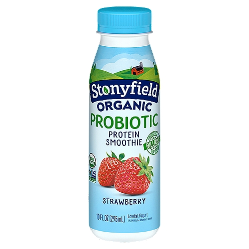 Stonyfield® Organic Probiotic Strawberry Lowfat Yogurt Protein Smoothie 10 fl. oz. Bottle