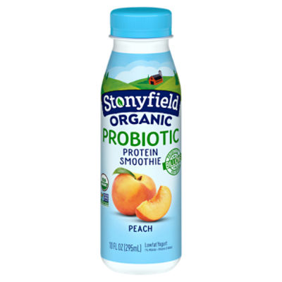 Stonyfield® Organic Probiotic Peach Lowfat Yogurt Protein Smoothie 10 fl. oz. Bottle
